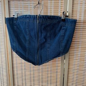 LONE STAR blue denim zip-up corset-style crop Size L